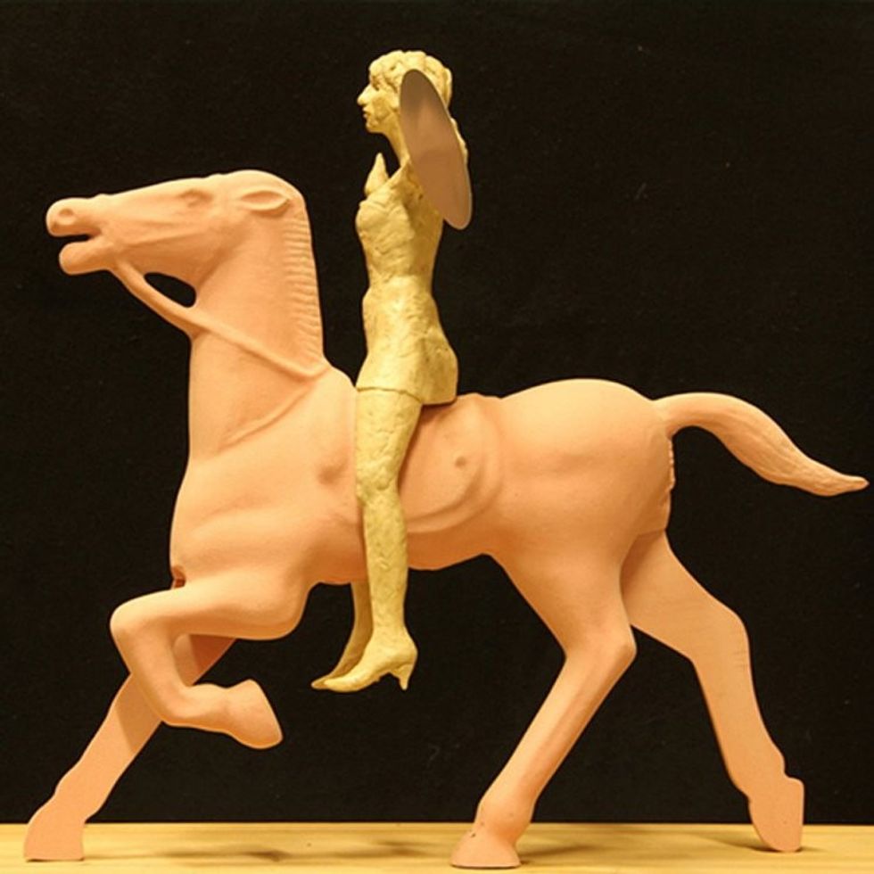 Date: 1ST DEC 2016..Location: England...A bizarre sculpture of Princess Diana could take pride of place in Trafalgar Square to mark the 20th anniversary of her tragic death. ..The five-metre tall memorial to the Princess of Wales is planned for the famous fourth plinth to be enjoyed by thousands of tourists and visitors every day...Pictured: A wax impression of the sculpture...Video available at: https://www.dropbox.com/sh/apq76zscp2rjuzw/AADbV9duq3IjbKOCbAgpjYzka?dl=0