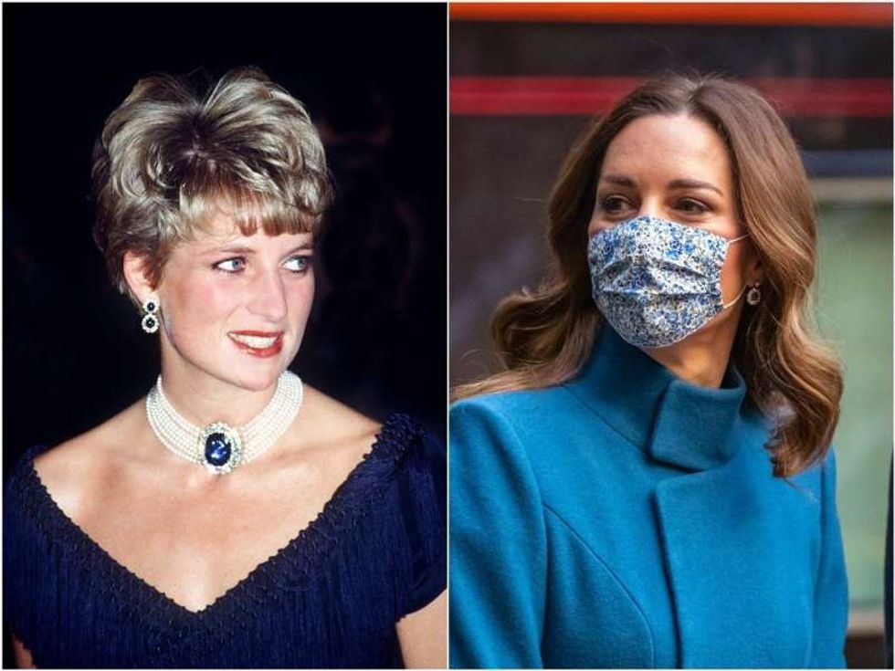 diana princess of wales in a blue shirt kate middleton wore princess dianas signature sapphire earri 656830