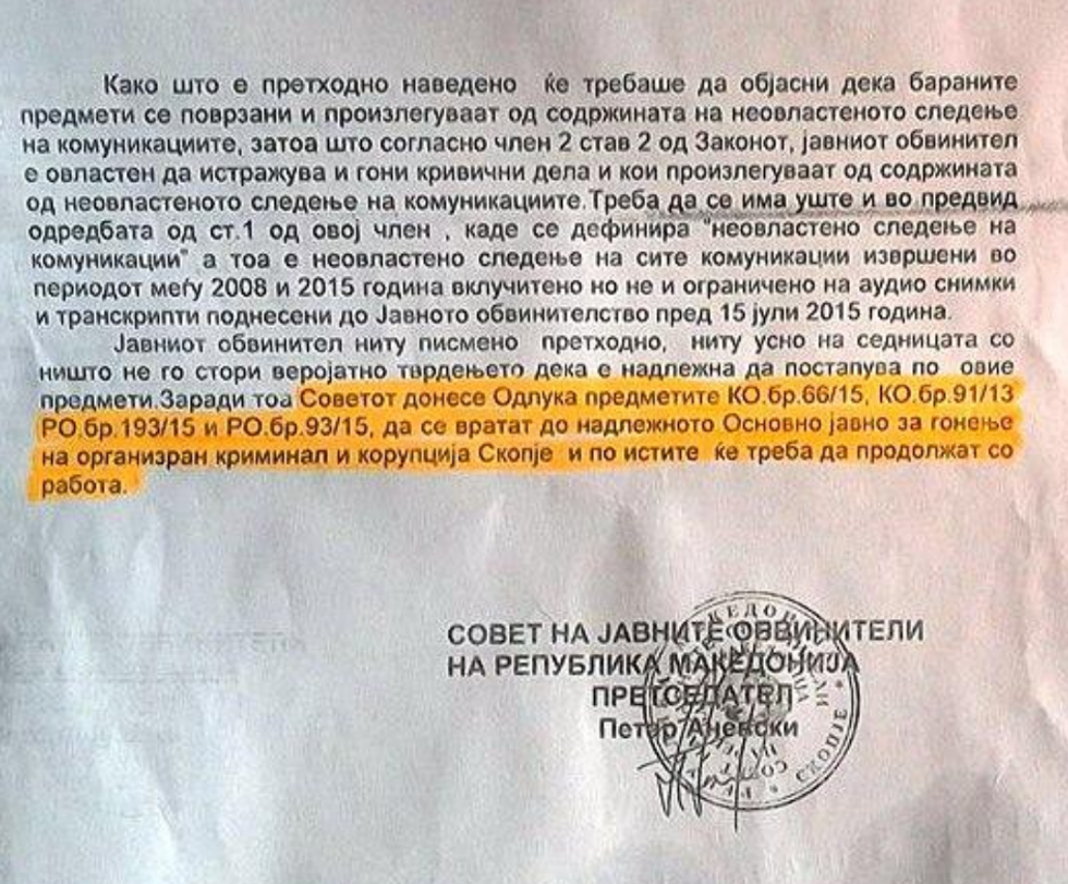 Dinevski leter te Keshilli i PP