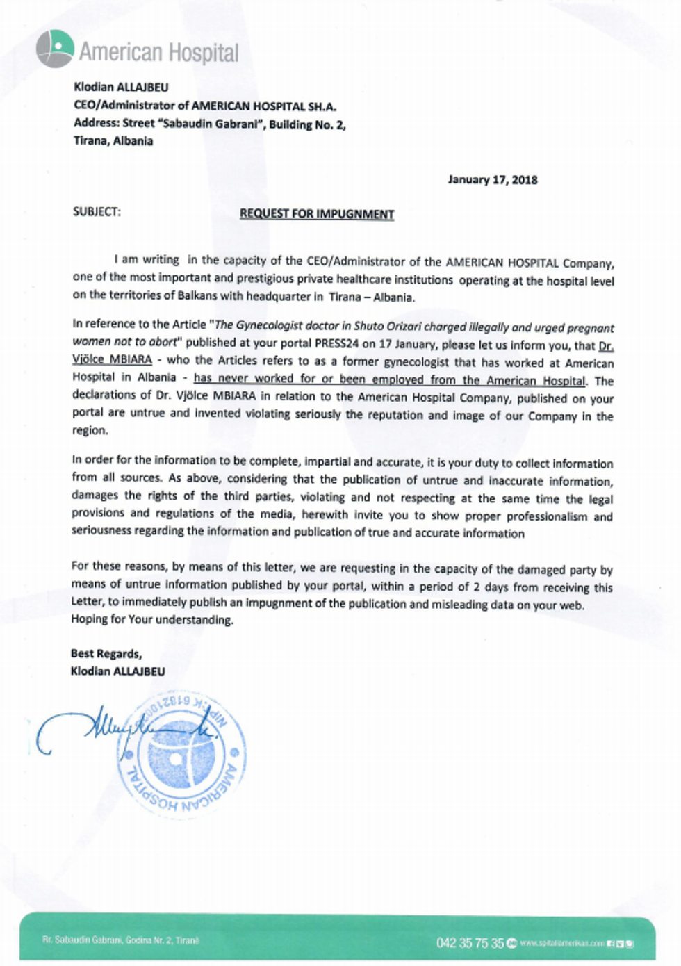 Dokument Spitali Amerikan