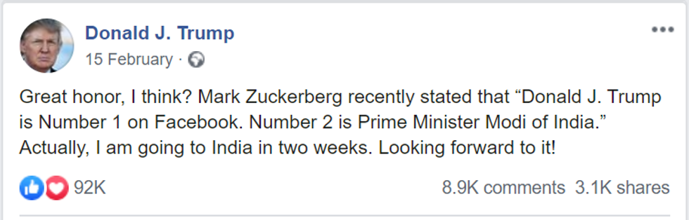 DonaldTrump Modi Facebook