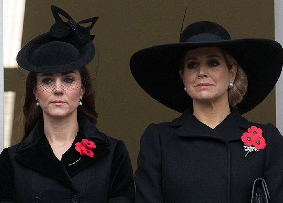 Duchess of Cambridge and Queen Maxima of the Netherlands attend the annual Remembrance Sunday Service