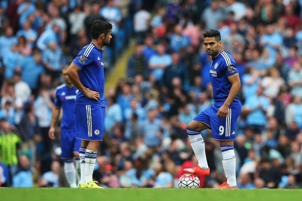 during the Barclays Premier League match between Manchester City and Chelsea at the Etihad Stadium on August 16, 2015 in Manchester, England.