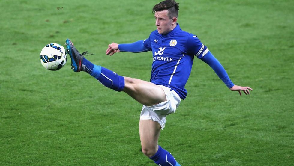 during the FA Youth Cup semi final, second leg match between Leicester City and Manchester City at The King Power Stadium on April 8, 2015 in Leicester, England.
