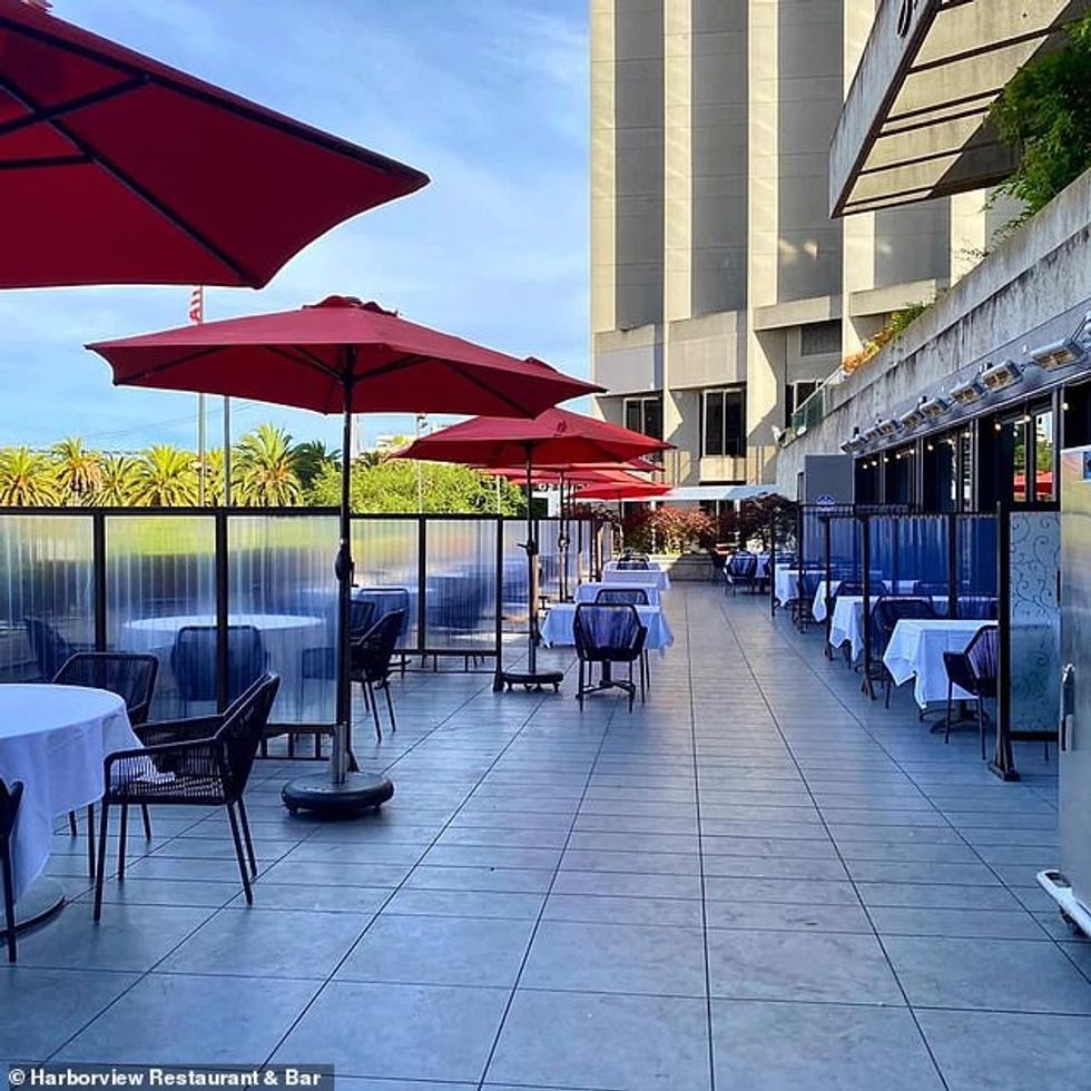 During the rehearsal dinner at Harborview Restaurant and Bar social distancing was not observed and masks were not worn, one onlooker said. A restaurant spokesman denied this
