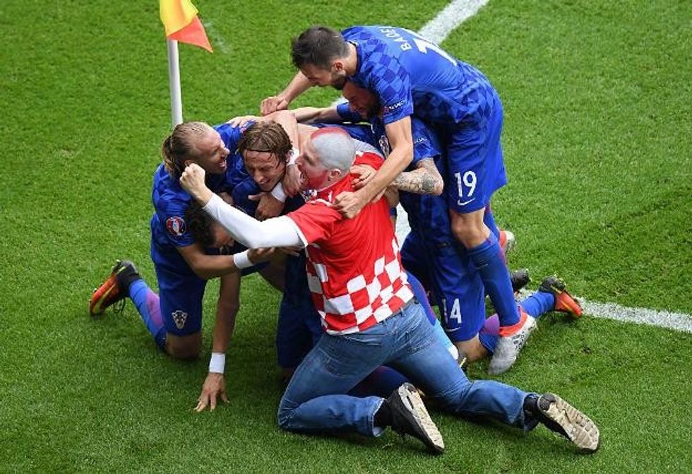 during the UEFA EURO 2016 Group D match between Turkey and Croatia at Parc des Princes on June 12, 2016 in Paris, France.