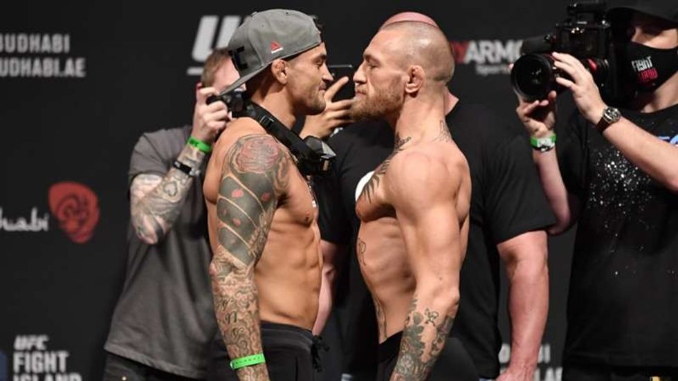 dustin poirier conor mcgregor weigh in getty ftr 167f12zplf6jm1miqm3i5hk6sr