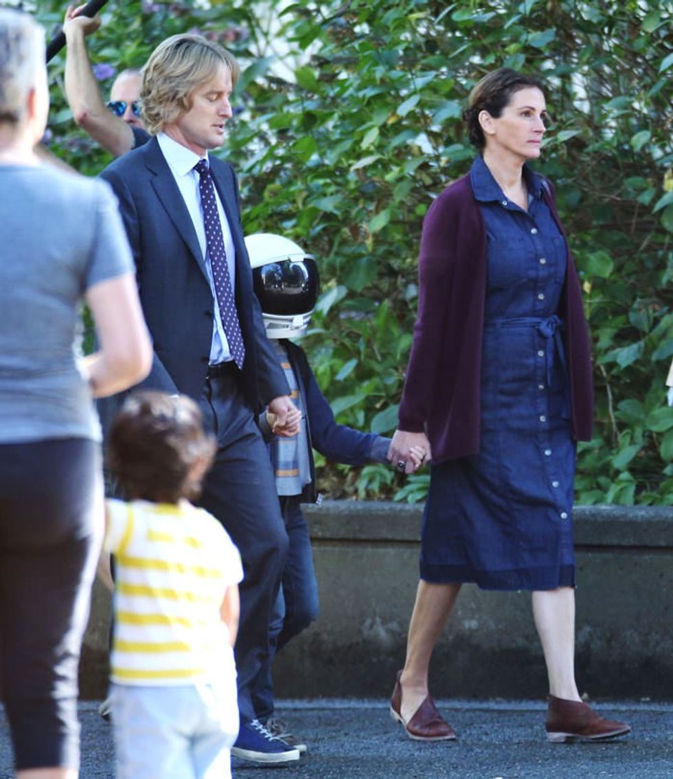 Dy aktorët gjatë xhirimeve të filmit “Wonder”.