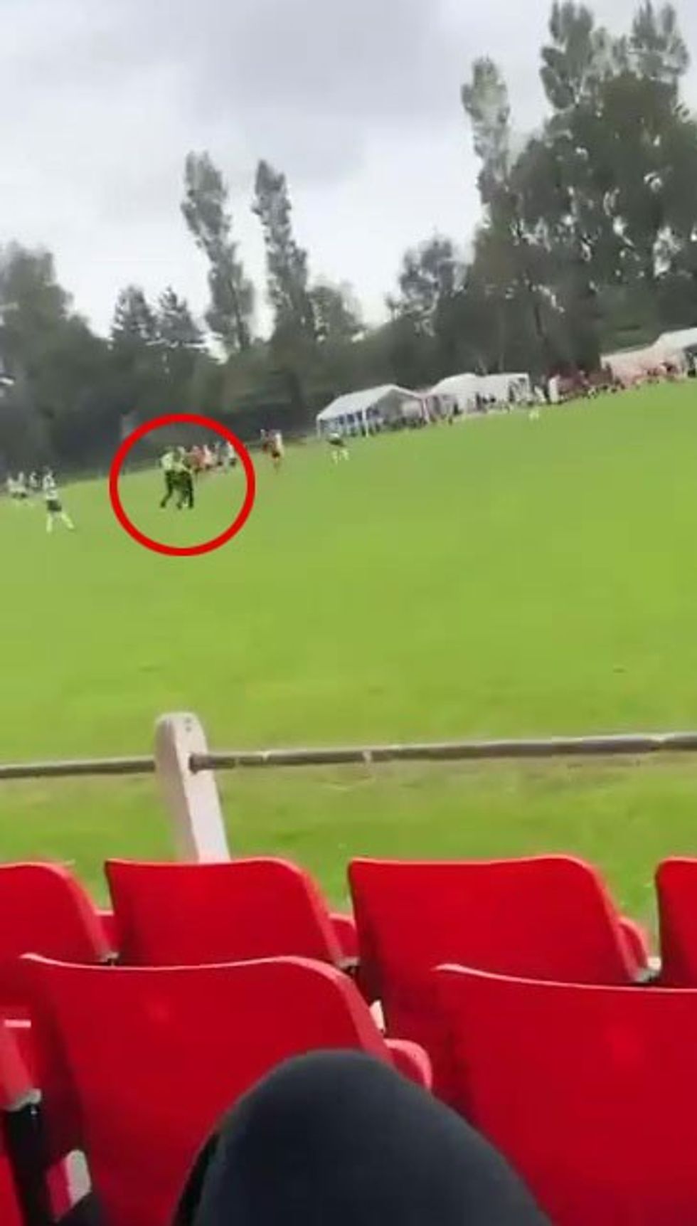 Dy oficerë policie janë parë duke ecur nëpër fushë