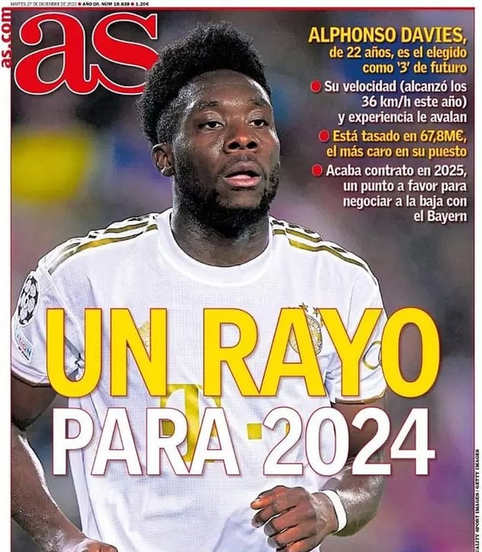 E përditshmja spanjolle AS po raporton se Alphonso Davies është një objektiv i vitit 2024 për Real Madridin