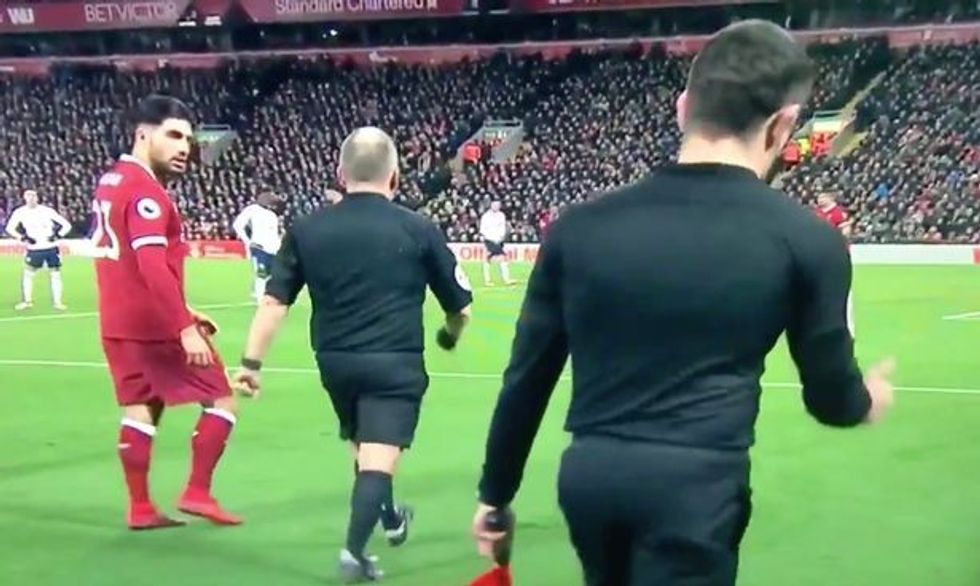 Eagle eyed Liverpool fans think they spotted linesman celebrating Spurs penalty decision in thrilli