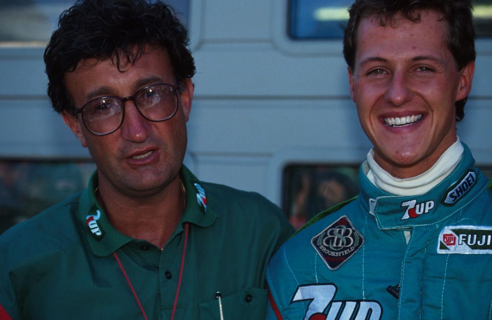 Eddie Jordan with Michael Schumacher in 1991