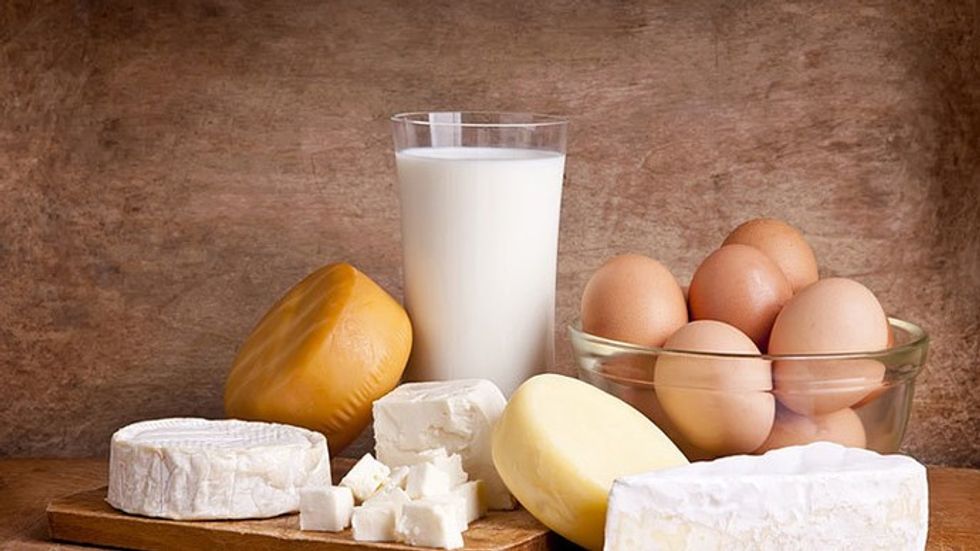 Eggs milk and cheese