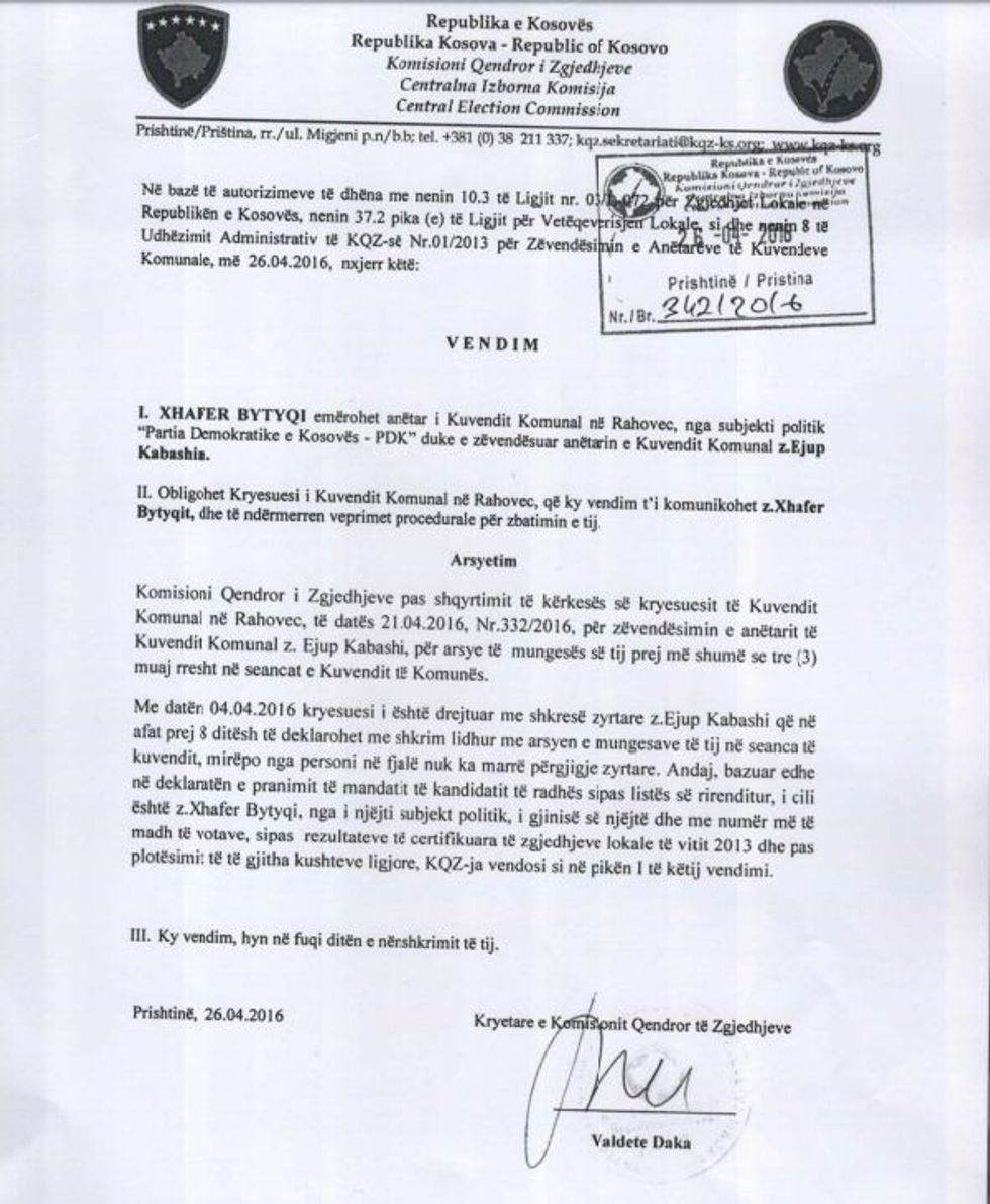 ejup-kabashi-rahovec-vendimi-kqz