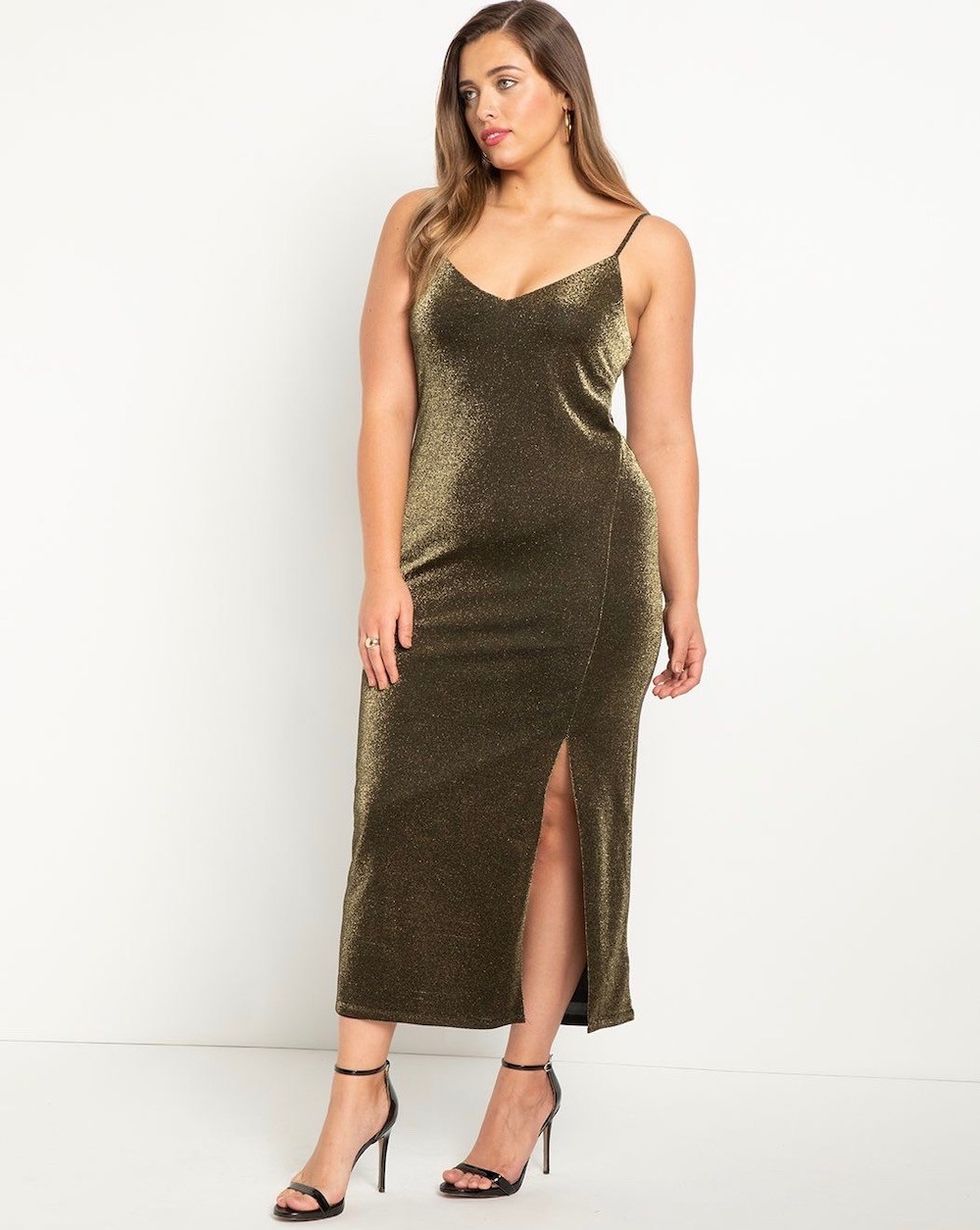 Eloquii Sparkle Slip Dress With Slit