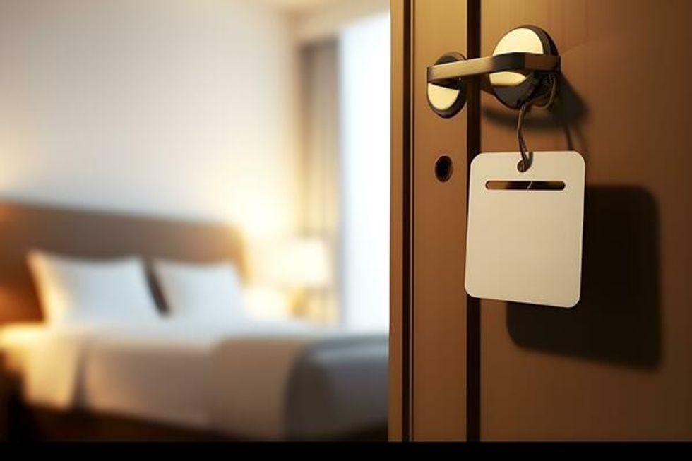 entering the hotel room generative ai photo