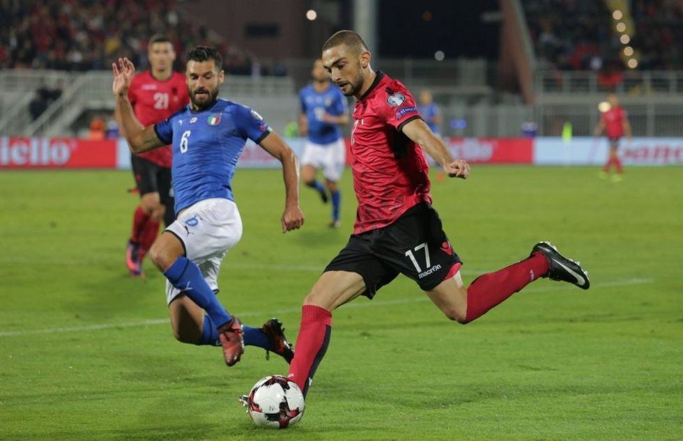 Eros Grezda in action for Albania