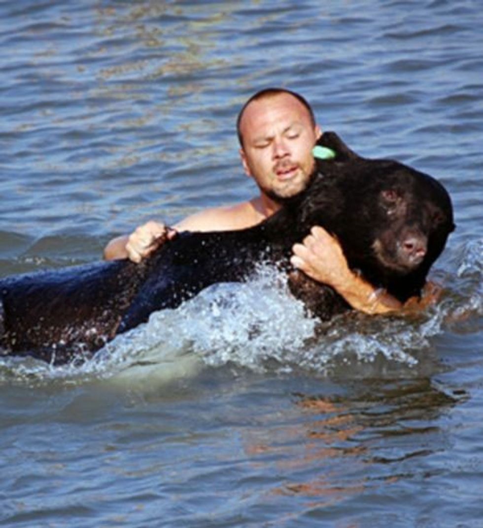 extremely brave man saves 400 lb black bear from drowning8