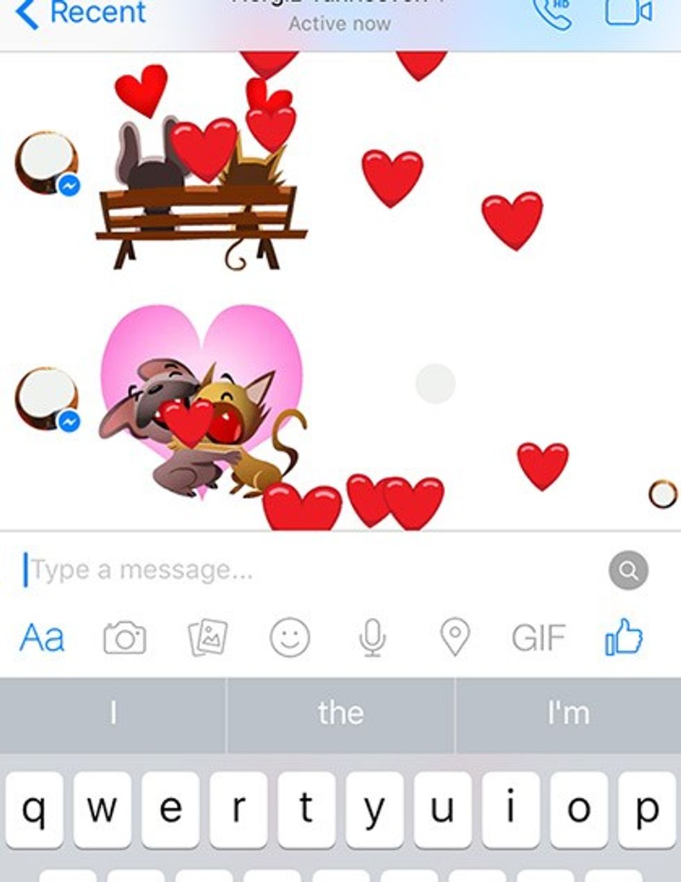 Facebook messenger hearts flying