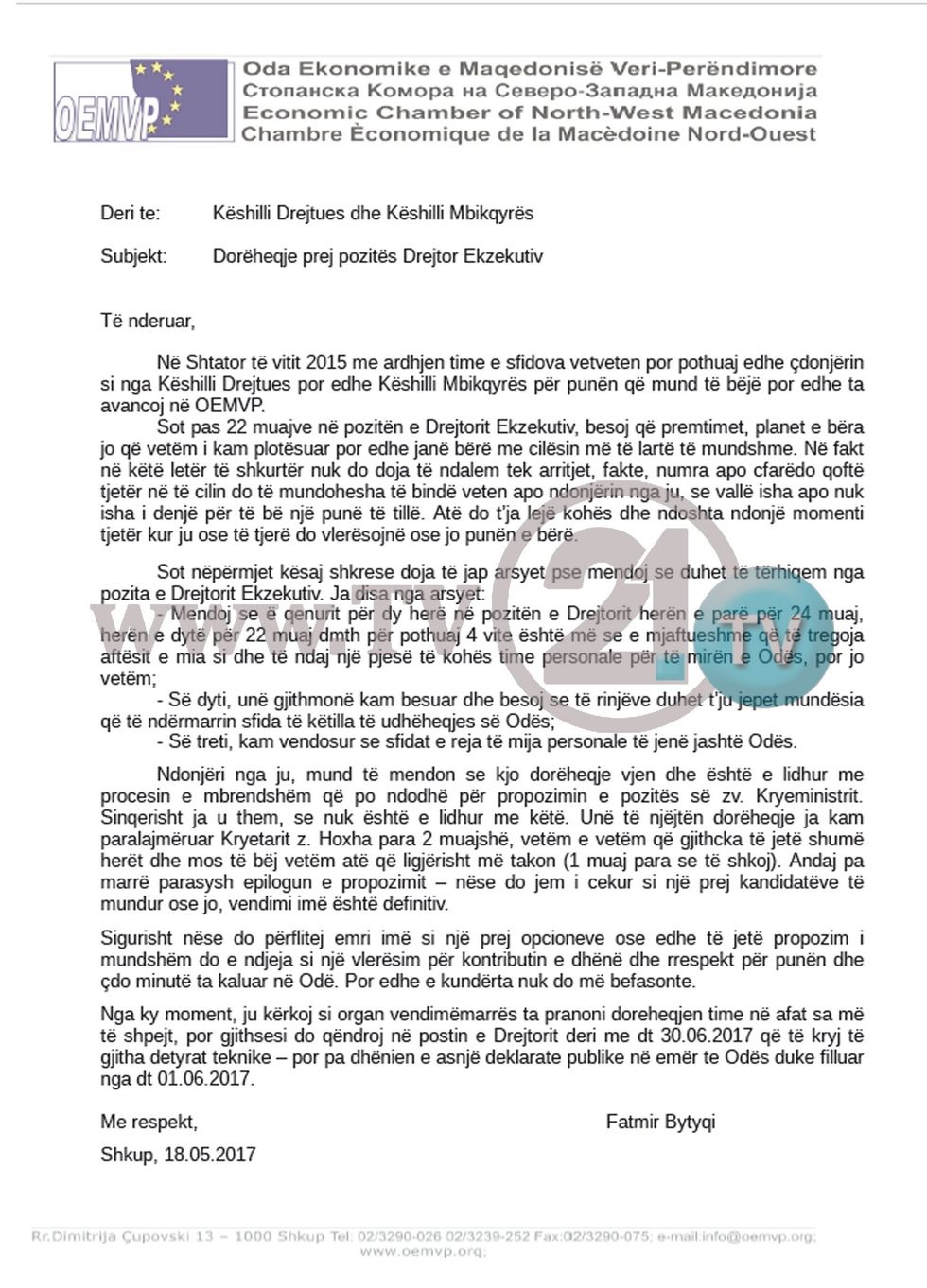 fatmir bytyqi dorëheqja