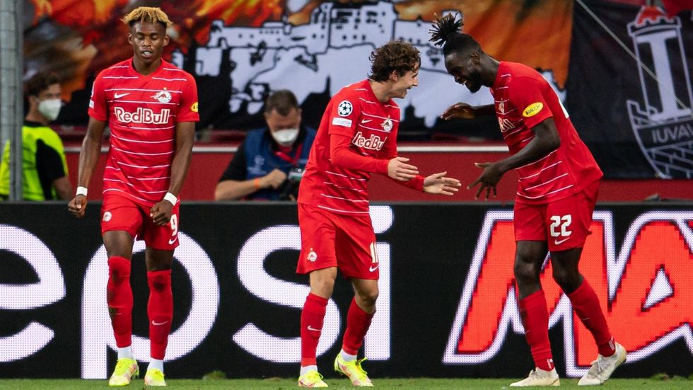 fc red bull salzburg v broendby if uefa champions league play offs leg one