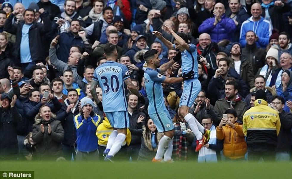 Festa e lojtarëve të Cityt pas golit të epërsisë
