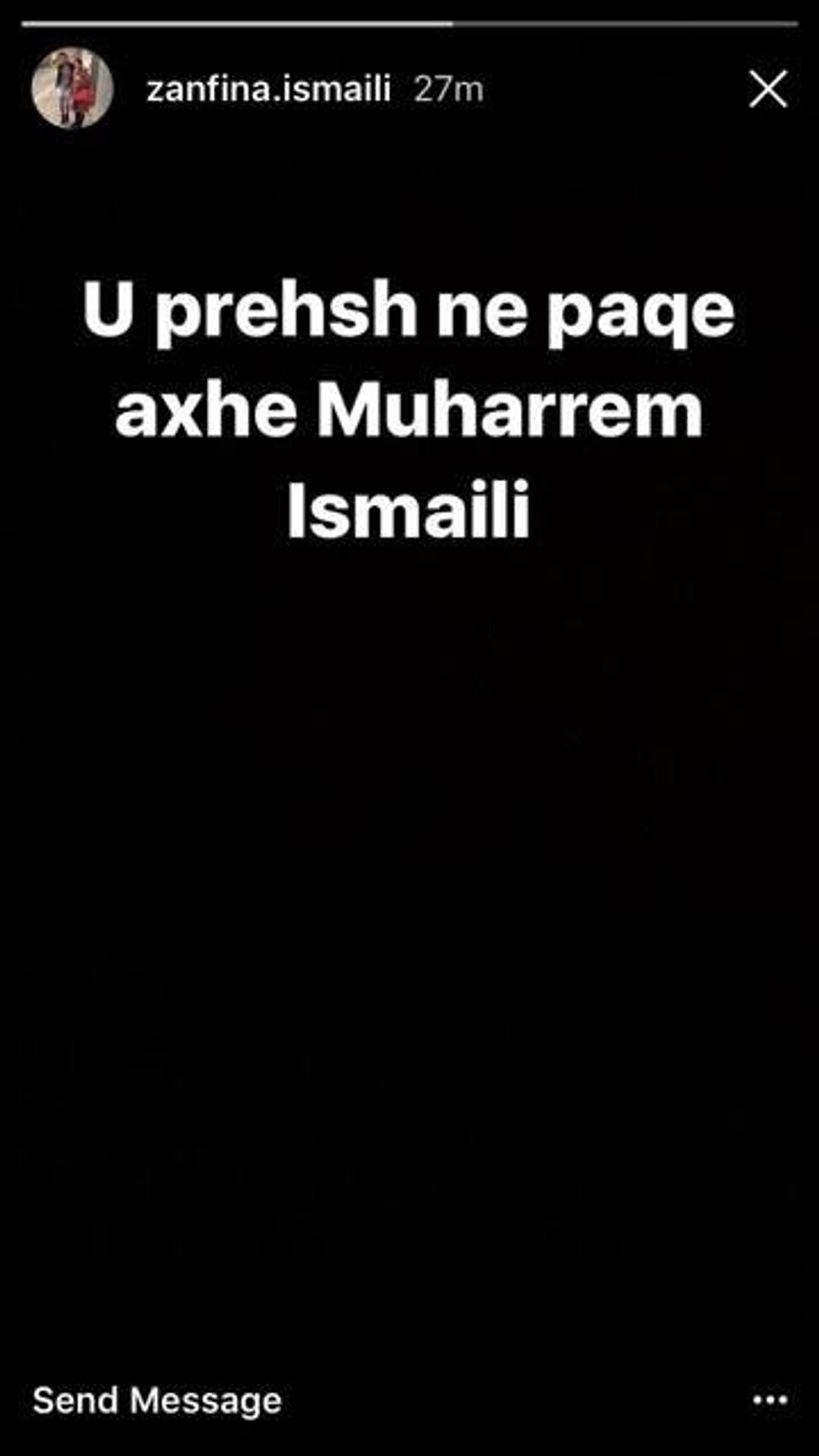 Fjalët prekëse të Zanfinës dedikuar xhaxhait të ndjerë. Foto nga Instagram Story.