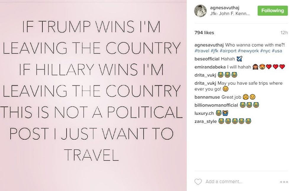 Fotografia e publikur nga Agnesa Vuthaj në Instagram, pak kohë para Lorit