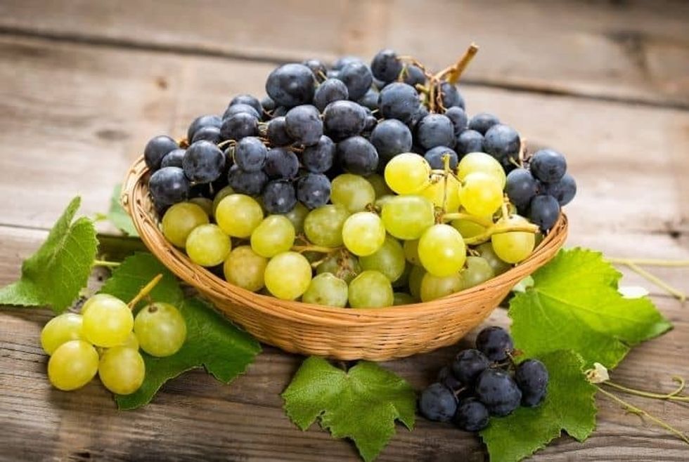 fresh grapes in basket
