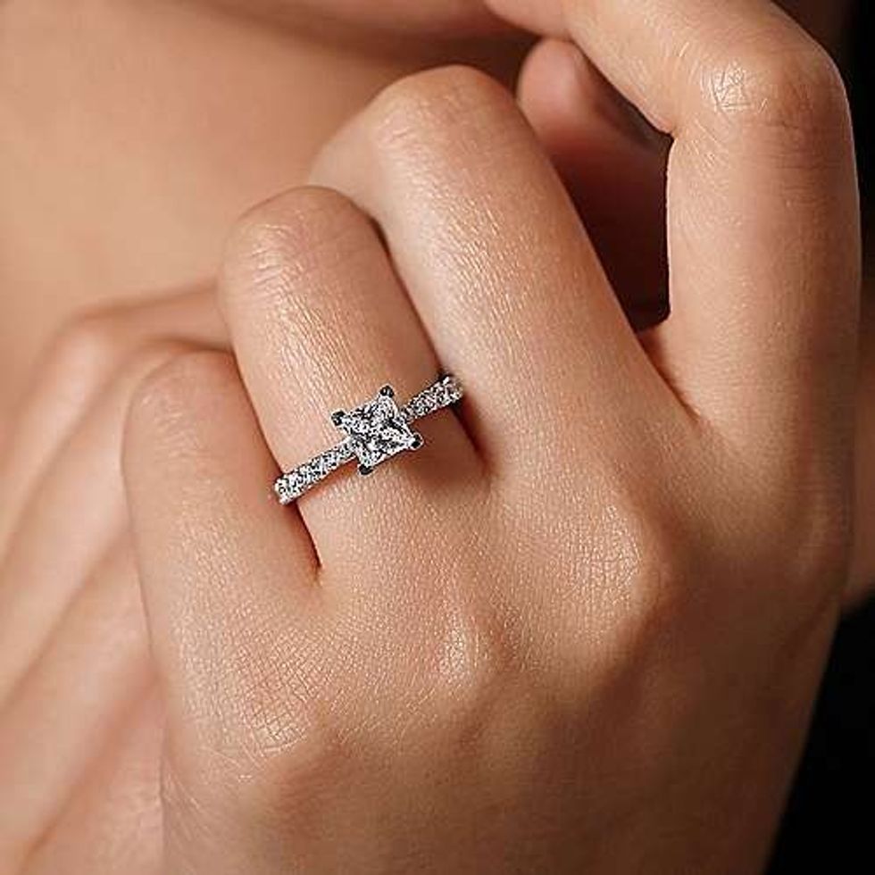 Gabriel 14K White Gold Princess Cut Diamond Engagement Ring ER12292S4W44JJ 6