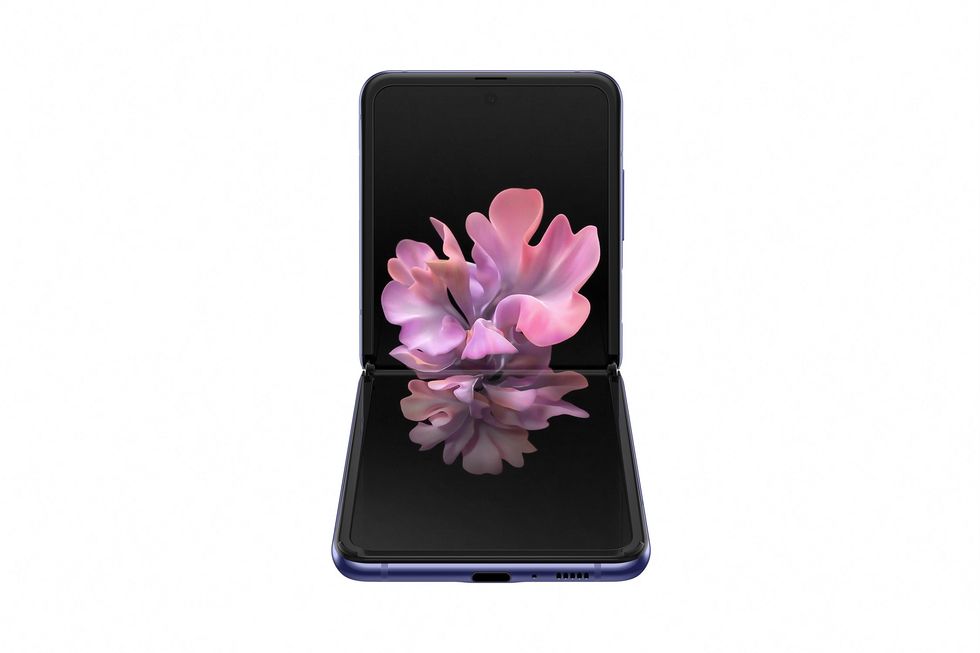 galaxy z flip mirror purple front table top