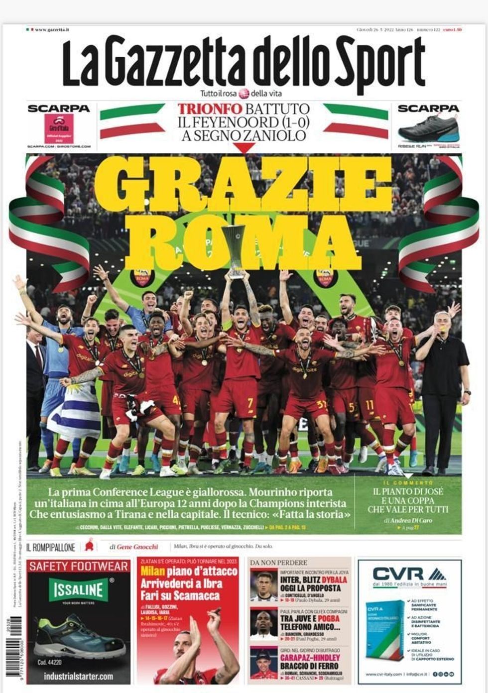 gazzetta prima pagina roma tirana