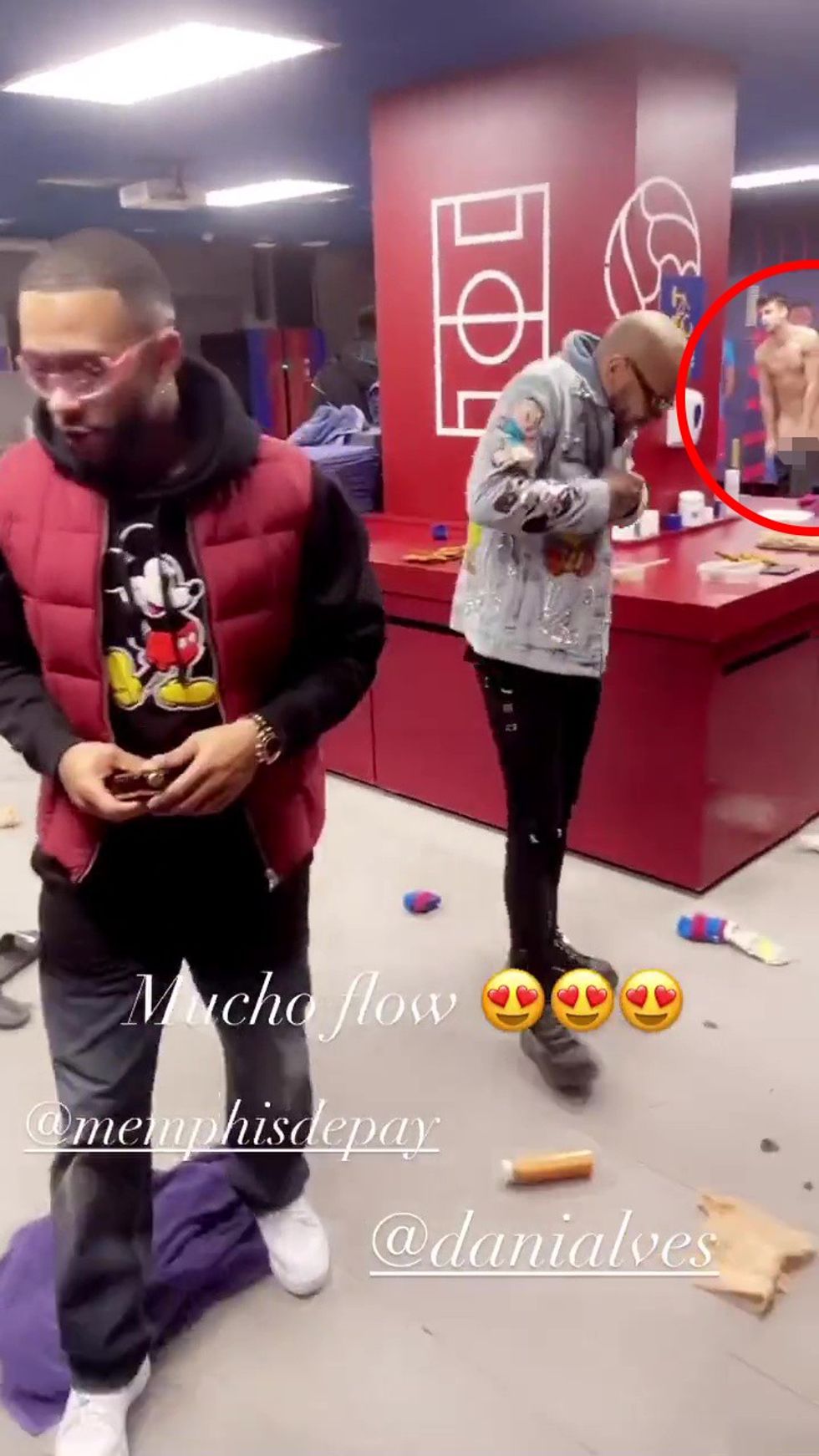 Gerard Pique was unwittingly caught on camera by his team-mates