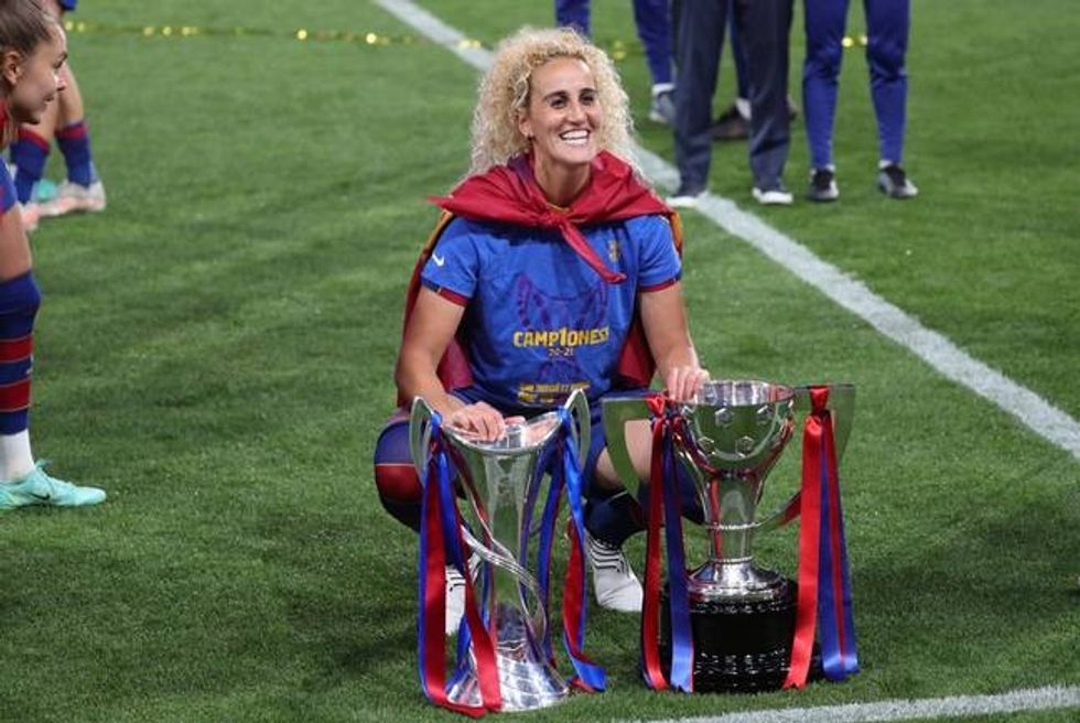 Hamraoui celebrating a Champions League victory whilst at Barcelona. Image: PA Images