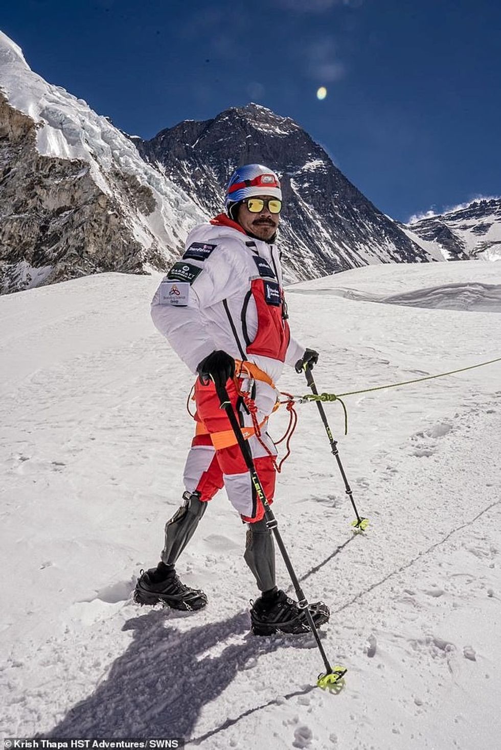 Hari Budha Magar climbing to camp two. He lost both his legs in an improvised explosive device blast in 2010