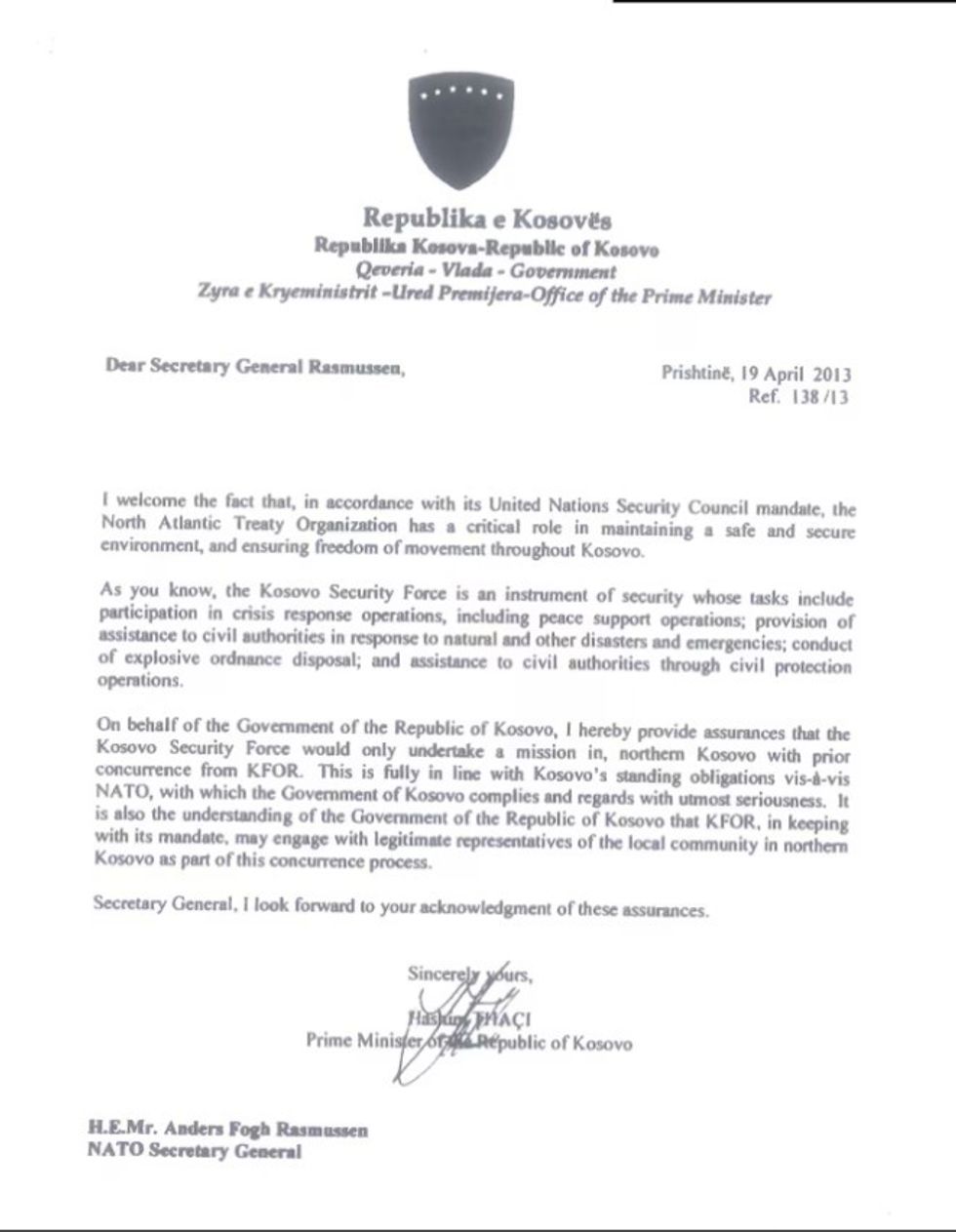 hashim thaci leter fsk veri