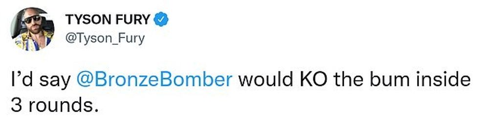 He has predicted on social media that Wilder would stop Joshua quickly if they ever fought