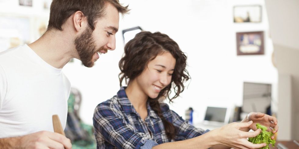 healthy couple in kitchen