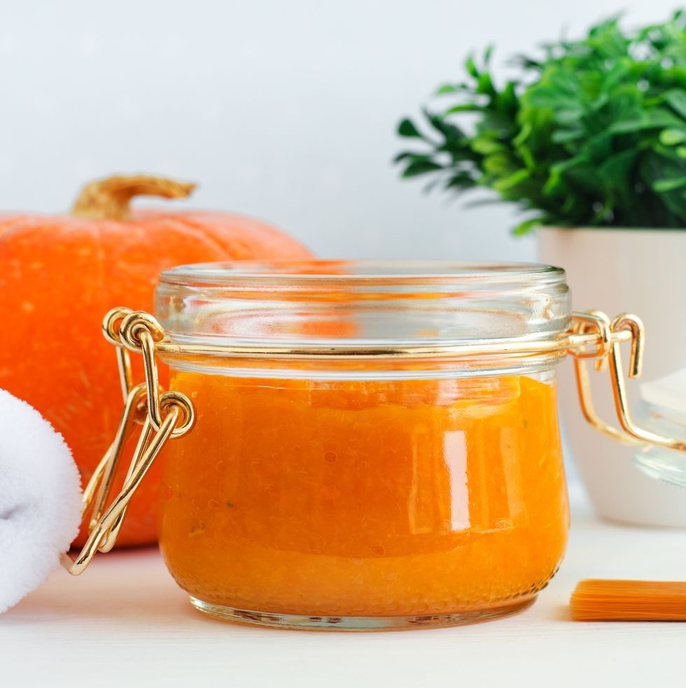 homemade pumpkin face mask in a glass jar d