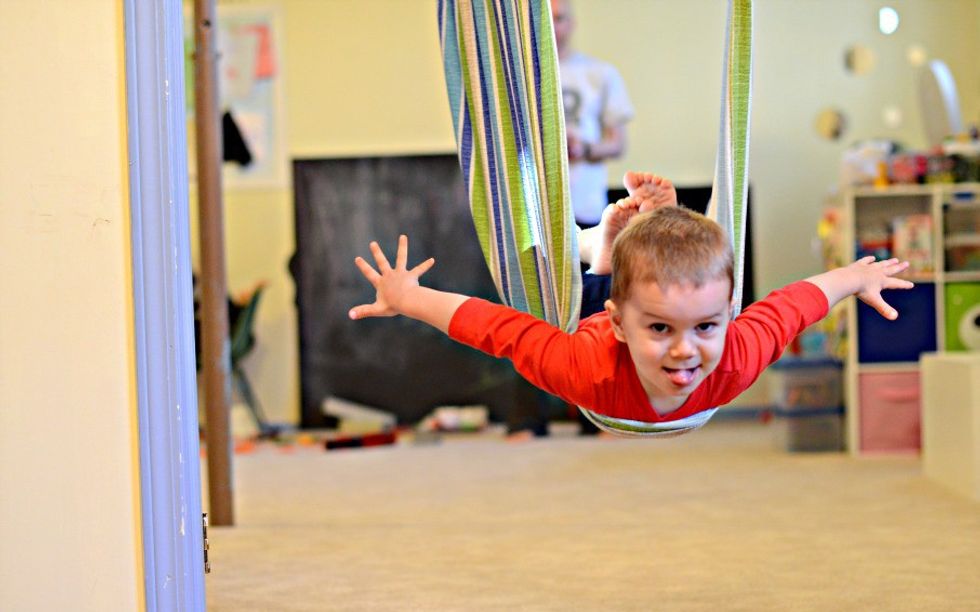 homemade taco sensory swing for kids autism