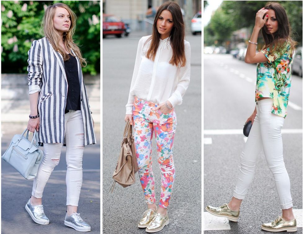 how to wear metallic sneakers