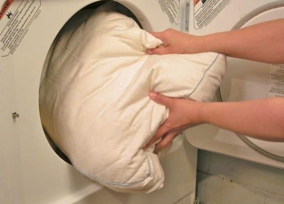 image titled wash feather pillows