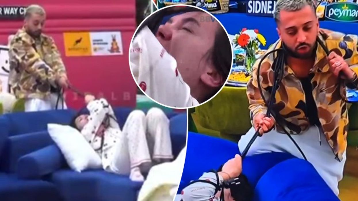 Konflikt mes Gjestit dhe Olës në BBVA - ajo qëndron e lidhur me kabllo ndërsa ai e tërheq deri në dhimbje