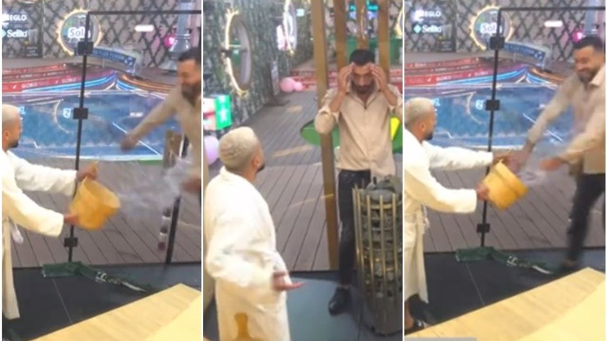 Nuk i linte të qetë, Gjesti i hedh kovë me ujë Jozit për ta larguar nga sauna