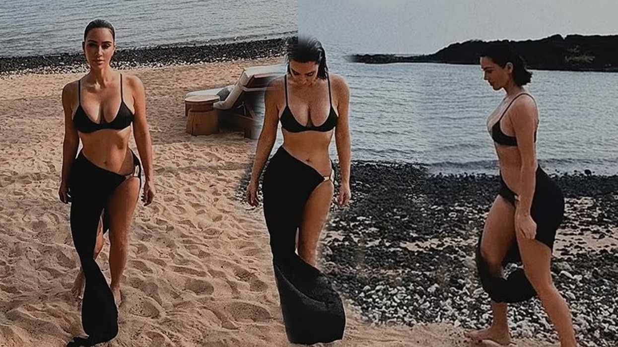 Kim Kardashian e nis majin me poza atraktive nga plazhi, duket provokuese në bikini të zeza