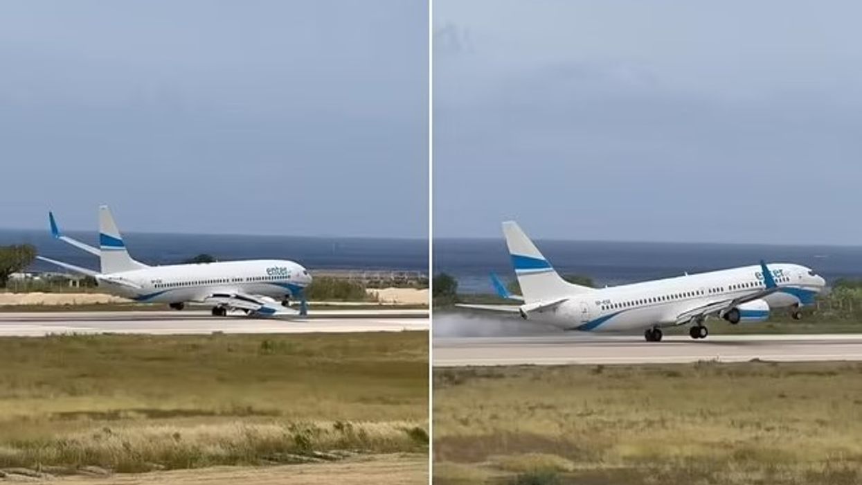 Erërat e forta bëjnë që aeroplani të shtyhet nga njëra anë në tjetrën derisa po aterronte në ishullin grek, fluturakja tjetër anuloi zbritjen nga frika e më të keqes