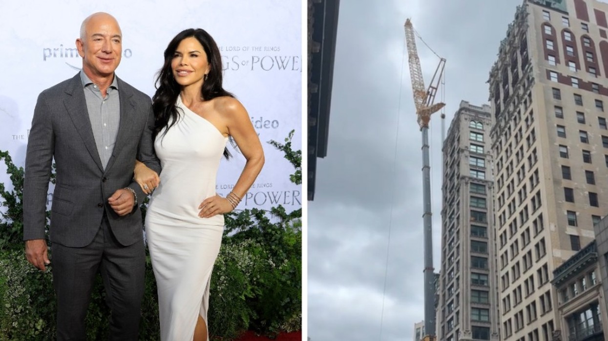 Jeff Bezos përdor një vinç për të ngritur mobilje të reja në apartamentin e tij 'penthouse', e gjithë rruga është e bllokuar