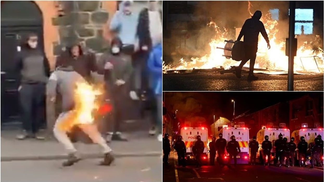 Një protestues u përfshi nga zjarri ndërsa kaosi vazhdoi të përhapej në Irlandën e Veriut