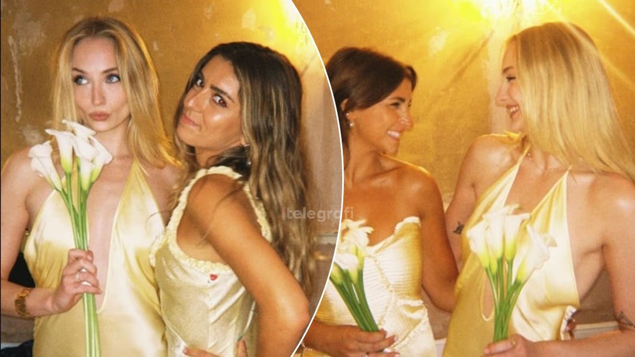 Sophie Turner shkëlqen me një fustan të verdhë mëndafshi në dasmën e një shoqeje