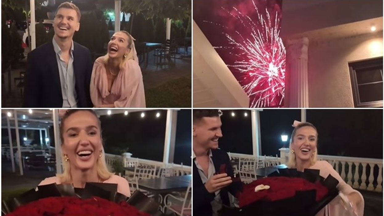 Surpriza që i ndali frymën - Adri Rrogaqi e befasoi Iliriana Sadriun për ditëlindje me fishekzjarre, trëndafila dhe një unazë me plot shkëlqim